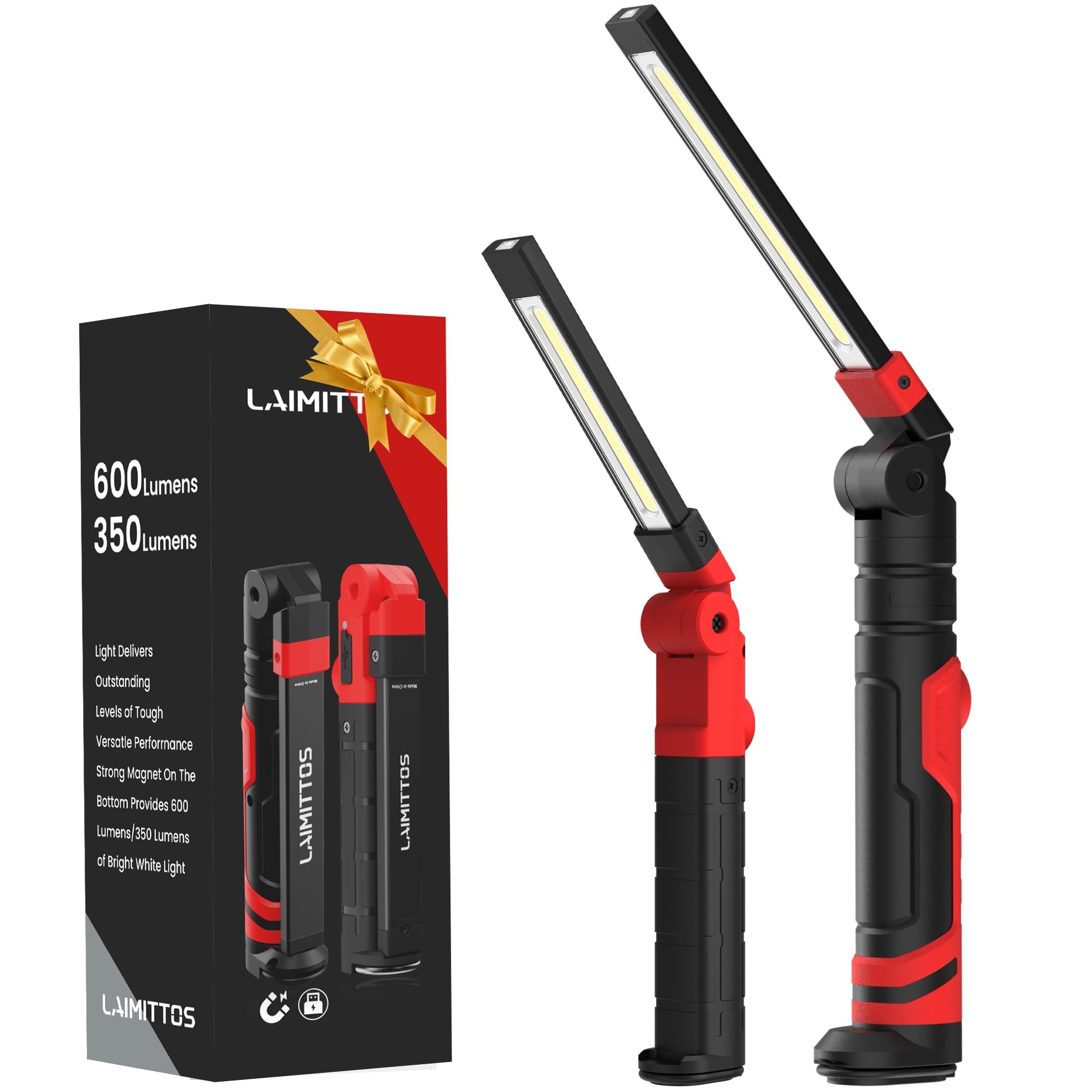 LAIMITTOS Rechargeable LED Work Light, Magnetic Flashlight